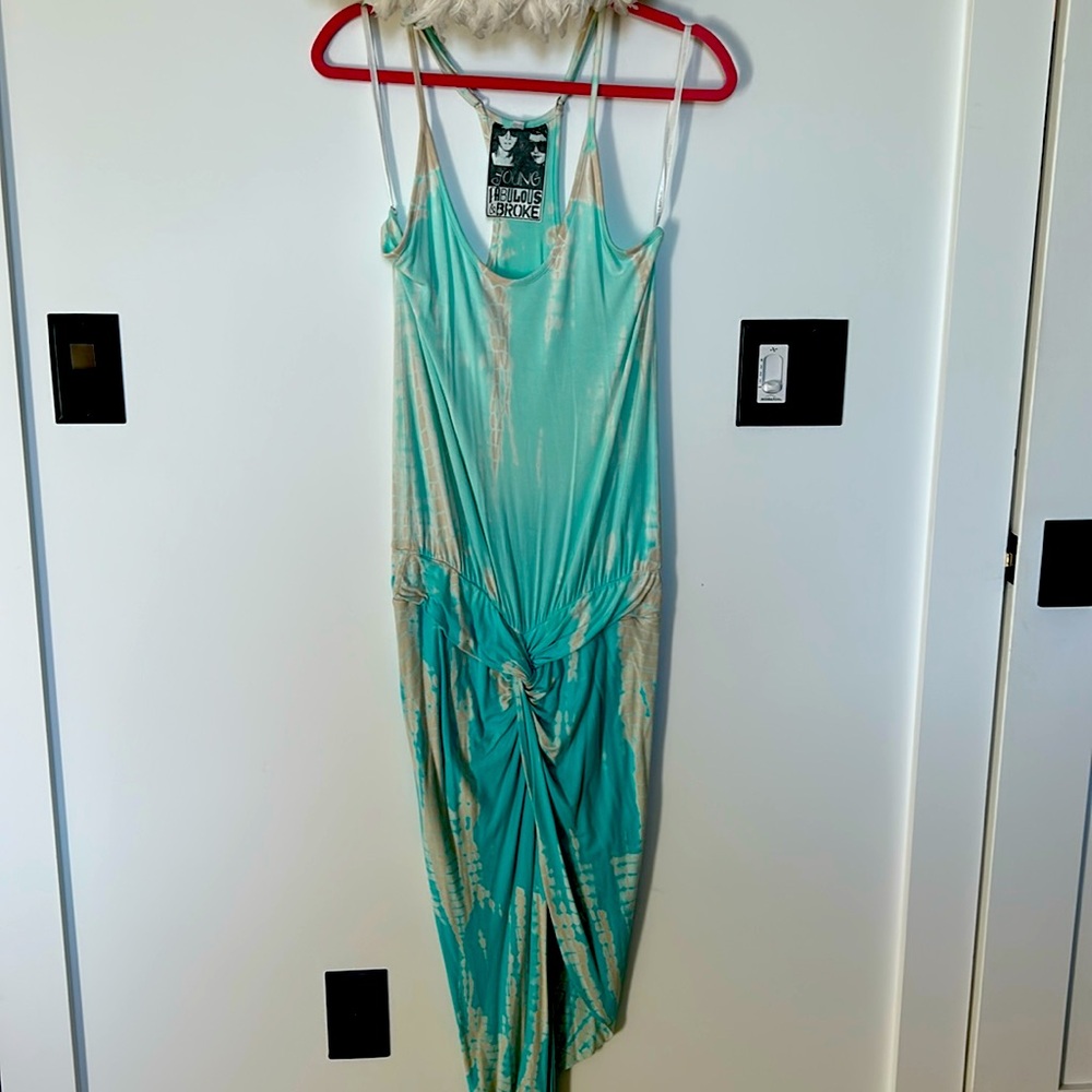 Young fabulous and broke blue and teal tie-dye dress